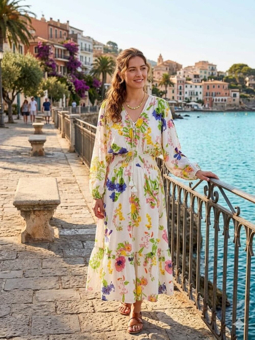 NWT Rose & Rose Dobby Floral Bohemian Cotton Maxi Dress Sz L